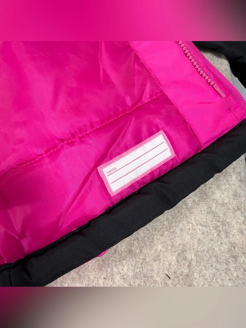 Children’s Place Girls Water Resistant Hooded Jacket Black & Hot Pink Sz M (7/8)